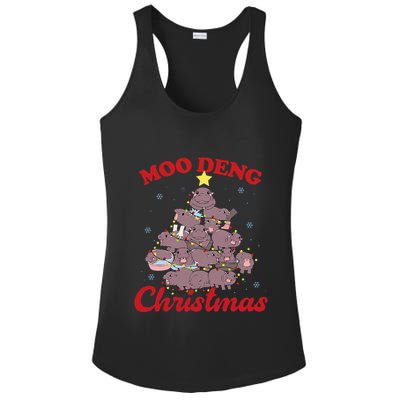 Moo Deng Christmas Tree Baby Hippo Funny Animal Ladies PosiCharge Competitor Racerback Tank