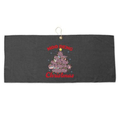 Moo Deng Christmas Tree Baby Hippo Funny Animal Large Microfiber Waffle Golf Towel