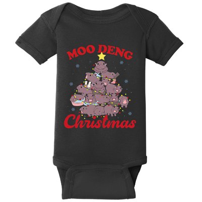 Moo Deng Christmas Tree Baby Hippo Funny Animal Baby Bodysuit