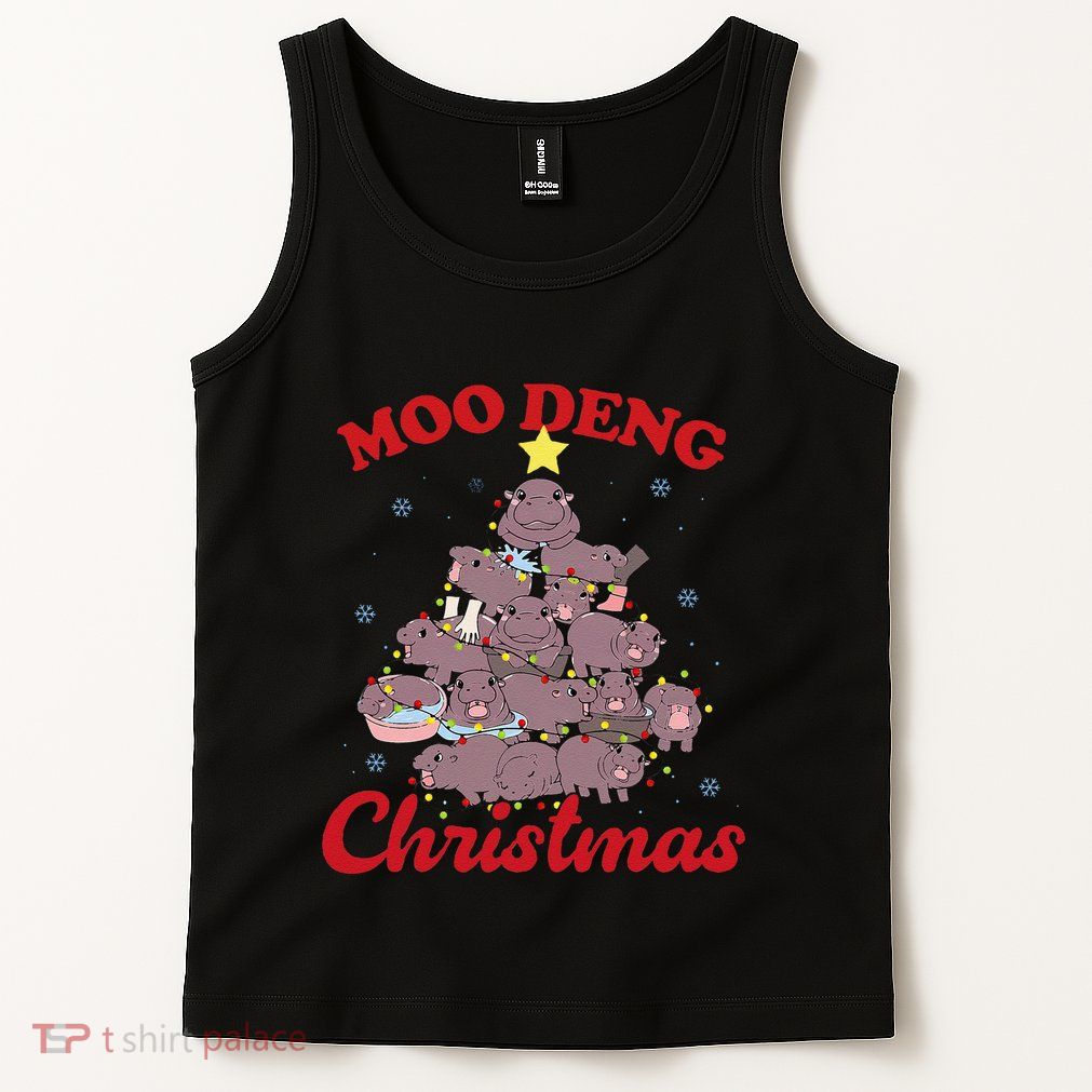 Moo Deng Christmas Tree Baby Hippo Funny Animal Tank Top