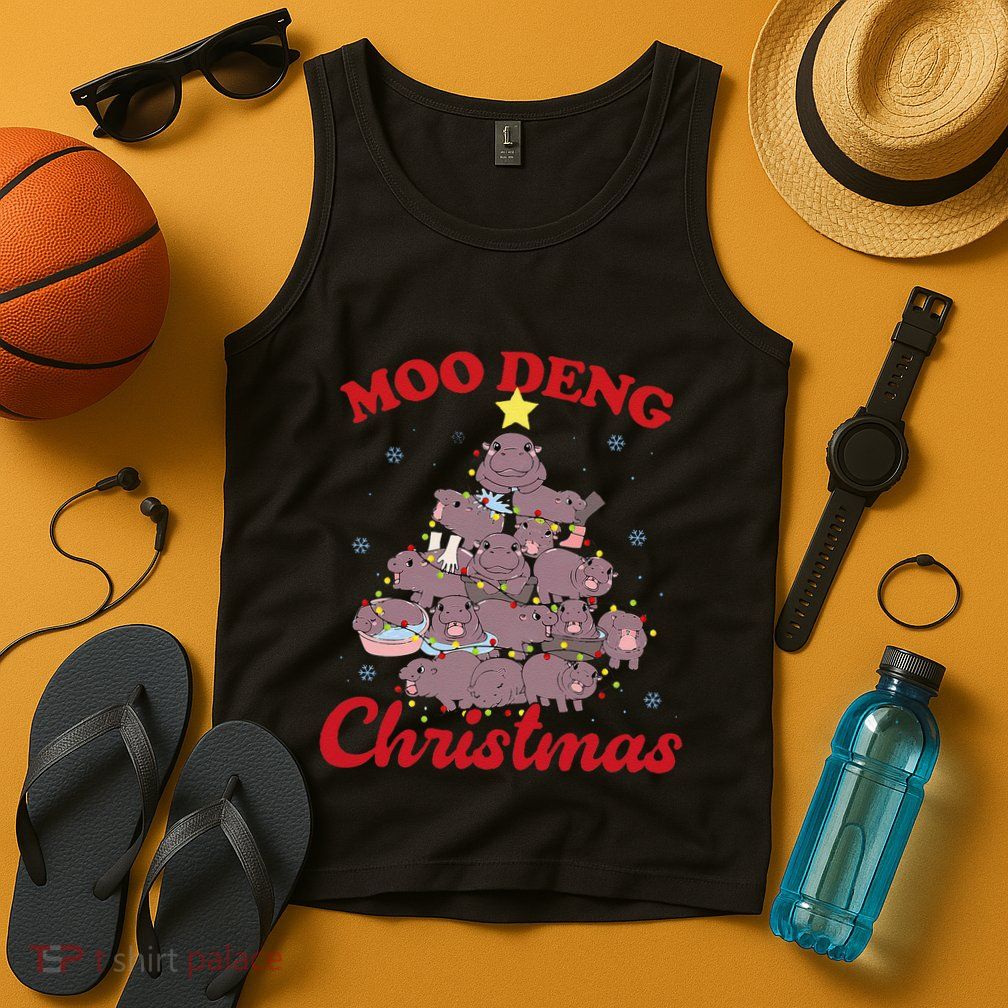 Moo Deng Christmas Tree Baby Hippo Funny Animal Tank Top