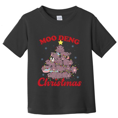 Moo Deng Christmas Tree Baby Hippo Funny Animal Toddler T-Shirt