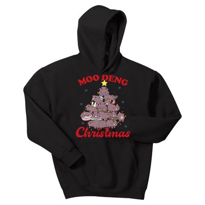 Moo Deng Christmas Tree Baby Hippo Funny Animal Kids Hoodie