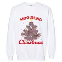 Moo Deng Christmas Tree Baby Hippo Funny Animal Garment-Dyed Sweatshirt
