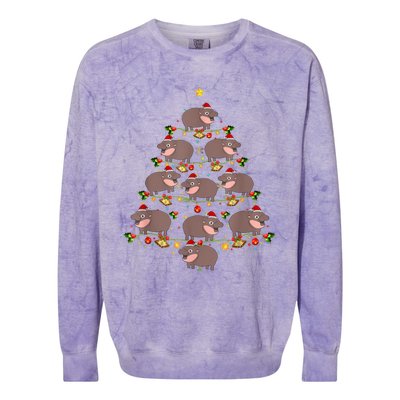 Moo Deng Christmas Tree Funny Christmas Cute Moo Deng Colorblast Crewneck Sweatshirt