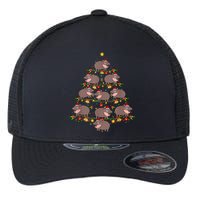 Moo Deng Christmas Tree Funny Christmas Cute Moo Deng Flexfit Unipanel Trucker Cap