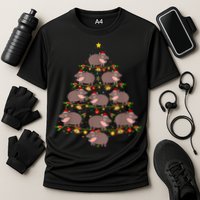 Moo Deng Christmas Tree Funny Christmas Cute Moo Deng Performance Shirt