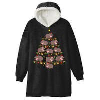 Moo Deng Christmas Tree Funny Christmas Cute Moo Deng Hooded Wearable Blanket
