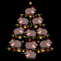 Moo Deng Christmas Tree Funny Christmas Cute Moo Deng 7-Panel Snapback Hat