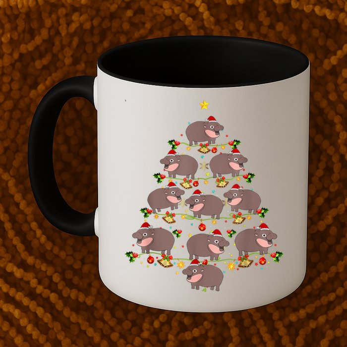 Moo Deng Christmas Tree Funny Christmas Cute Moo Deng Mug