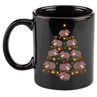Moo Deng Christmas Tree Funny Christmas Cute Moo Deng 11oz C Handle Ceramic Mug
