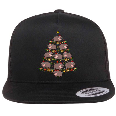 Moo Deng Christmas Tree Funny Christmas Cute Moo Deng Flatbill Hat