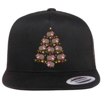 Moo Deng Christmas Tree Funny Christmas Cute Moo Deng Flatbill Hat