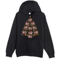 Moo Deng Christmas Tree Funny Christmas Cute Moo Deng Premium Pullover Hoodie