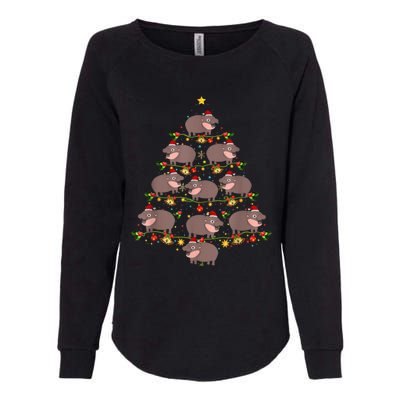 Moo Deng Christmas Tree Funny Christmas Cute Moo Deng Womens California Wash Sweatshirt