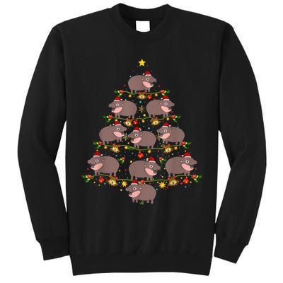 Moo Deng Christmas Tree Funny Christmas Cute Moo Deng Tall Sweatshirt