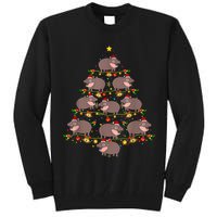 Moo Deng Christmas Tree Funny Christmas Cute Moo Deng Tall Sweatshirt