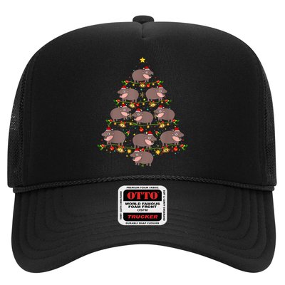 Moo Deng Christmas Tree Funny Christmas Cute Moo Deng Trucker Hat