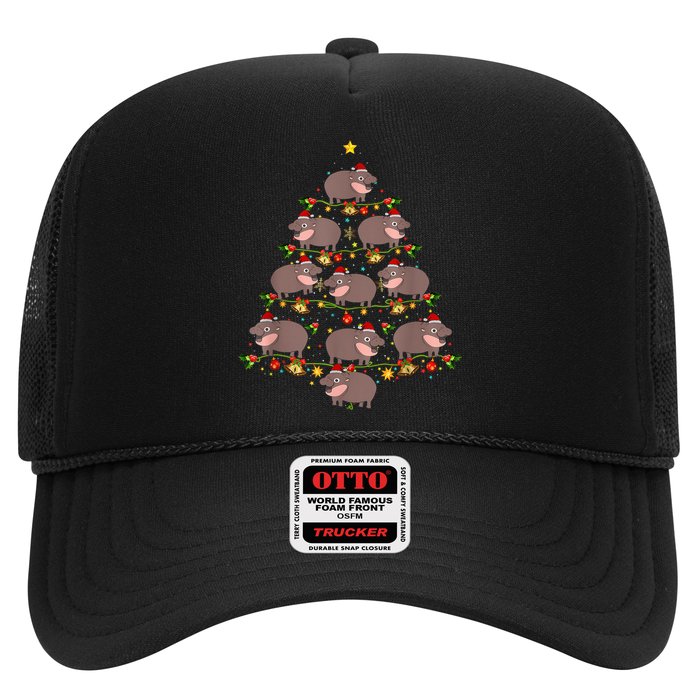 Moo Deng Christmas Tree Funny Christmas Cute Moo Deng Trucker Hat