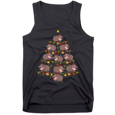 Moo Deng Christmas Tree Funny Christmas Cute Moo Deng Tank Top