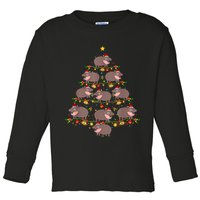 Moo Deng Christmas Tree Funny Christmas Cute Moo Deng Toddler Long Sleeve Shirt