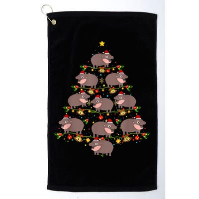 Moo Deng Christmas Tree Funny Christmas Cute Moo Deng Golf Towel