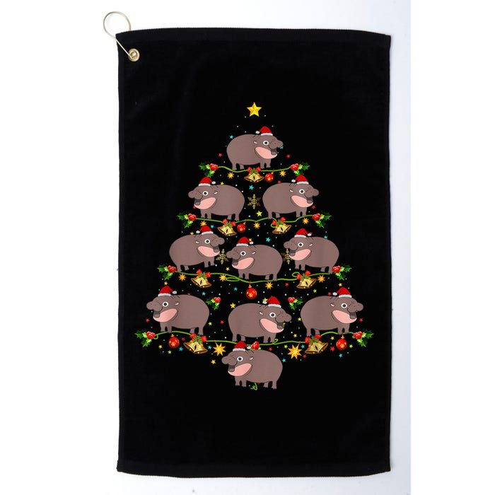 Moo Deng Christmas Tree Funny Christmas Cute Moo Deng Golf Towel