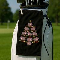 Moo Deng Christmas Tree Funny Christmas Cute Moo Deng Golf Towel