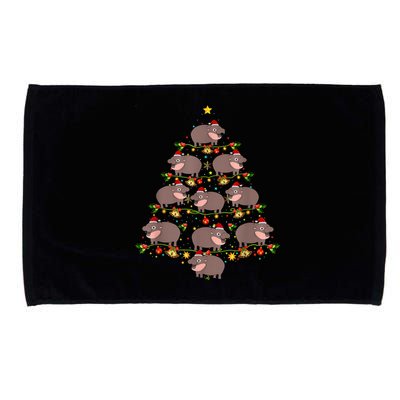 Moo Deng Christmas Tree Funny Christmas Cute Moo Deng Microfiber Hand Towel