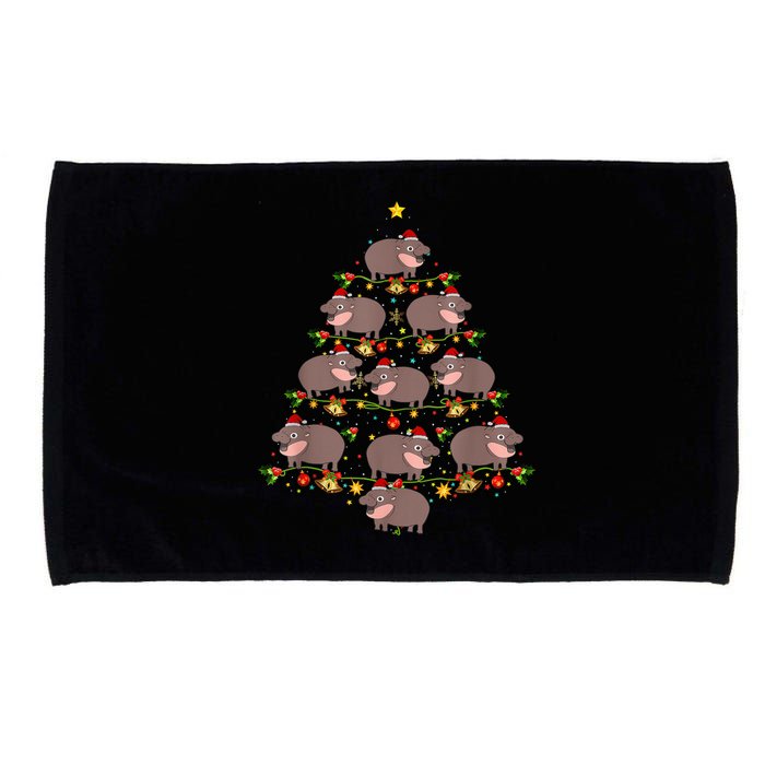 Moo Deng Christmas Tree Funny Christmas Cute Moo Deng Microfiber Hand Towel