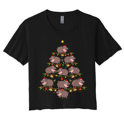 Moo Deng Christmas Tree Funny Christmas Cute Moo Deng Crop Top