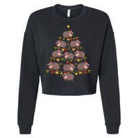 Moo Deng Christmas Tree Funny Christmas Cute Moo Deng Cropped Pullover Crew