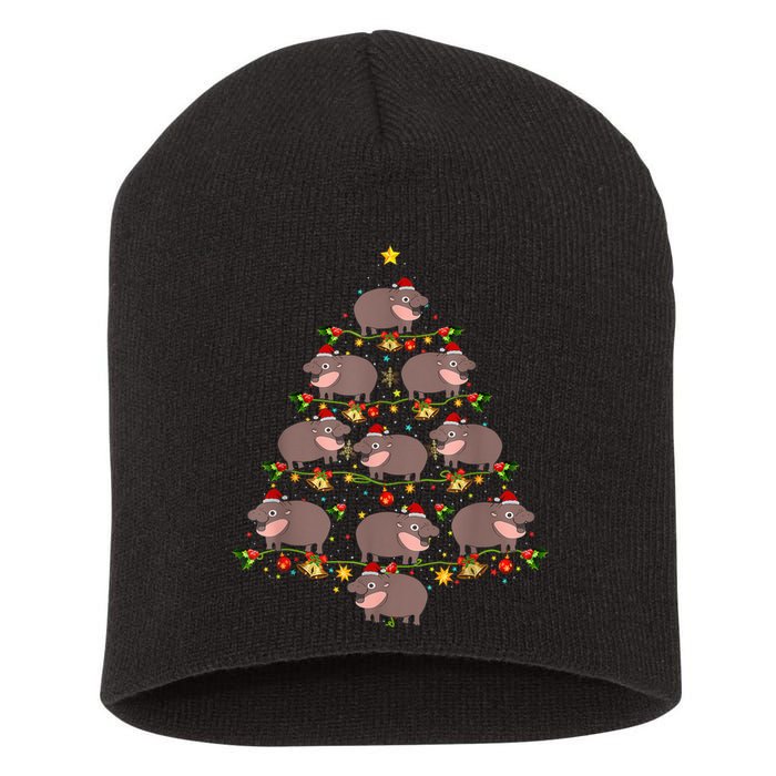 Moo Deng Christmas Tree Funny Christmas Cute Moo Deng Short Acrylic Beanie