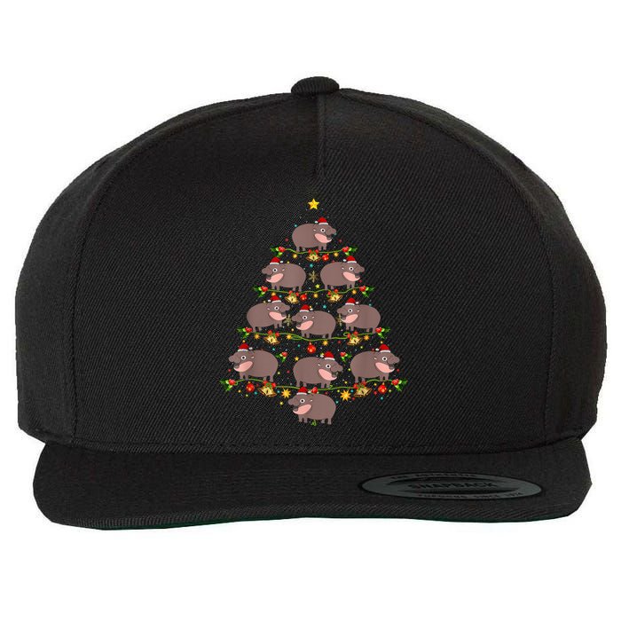 Moo Deng Christmas Tree Funny Christmas Cute Moo Deng Wool Snapback Cap