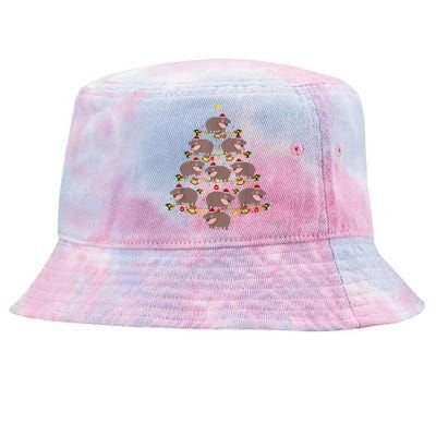 Moo Deng Christmas Tree Funny Christmas Cute Moo Deng Tie-Dyed Bucket Hat