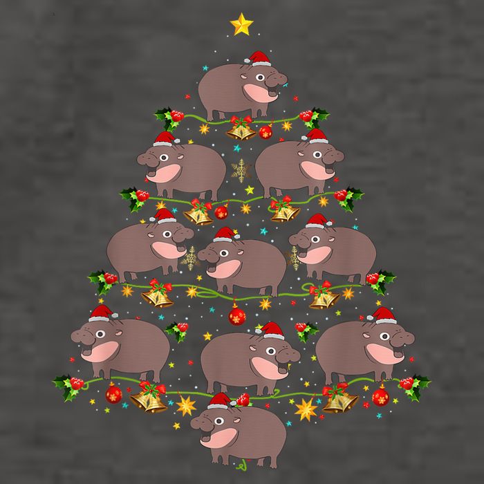 Moo Deng Christmas Tree Funny Christmas Cute Moo Deng Vector Backpack