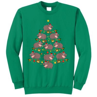 Moo Deng Christmas Tree Funny Christmas Cute Moo Deng Sweatshirt
