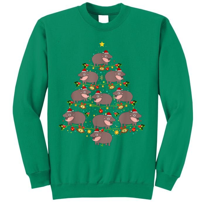 Moo Deng Christmas Tree Funny Christmas Cute Moo Deng Sweatshirt