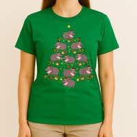 Moo Deng Christmas Tree Funny Christmas Cute Moo Deng T-Shirt