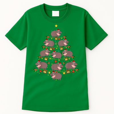 Moo Deng Christmas Tree Funny Christmas Cute Moo Deng Tall T-Shirt