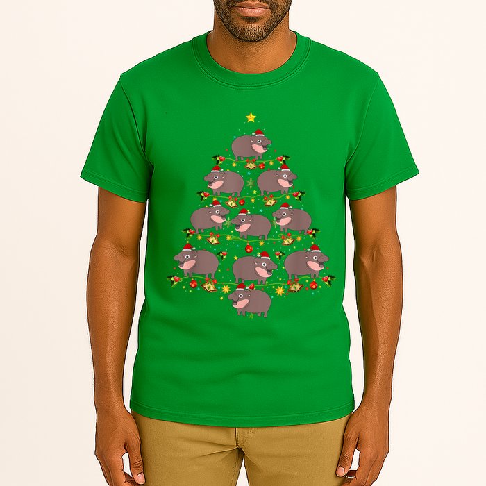 Moo Deng Christmas Tree Funny Christmas Cute Moo Deng Tall T-Shirt