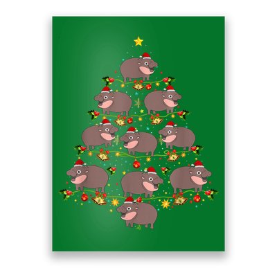 Moo Deng Christmas Tree Funny Christmas Cute Moo Deng Poster