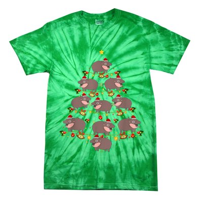 Moo Deng Christmas Tree Funny Christmas Cute Moo Deng Tie-Dye T-Shirt