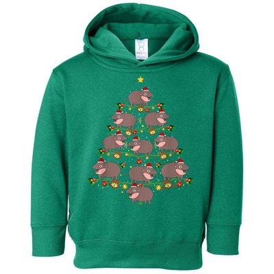 Moo Deng Christmas Tree Funny Christmas Cute Moo Deng Toddler Hoodie
