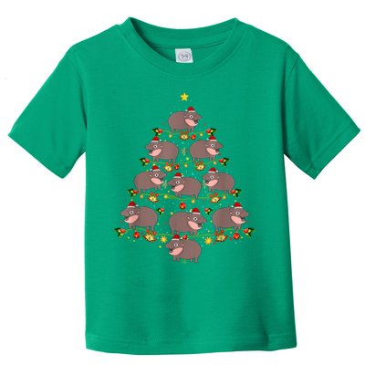 Moo Deng Christmas Tree Funny Christmas Cute Moo Deng Toddler T-Shirt