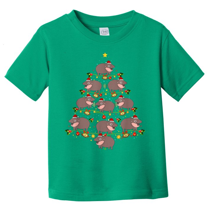 Moo Deng Christmas Tree Funny Christmas Cute Moo Deng Toddler T-Shirt