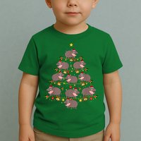 Moo Deng Christmas Tree Funny Christmas Cute Moo Deng Toddler T-Shirt