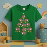 Moo Deng Christmas Tree Funny Christmas Cute Moo Deng Toddler T-Shirt