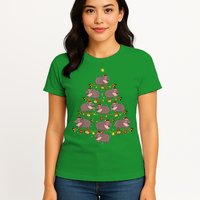 Moo Deng Christmas Tree Funny Christmas Cute Moo Deng Womens T-Shirt