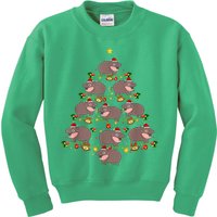 Moo Deng Christmas Tree Funny Christmas Cute Moo Deng Kids Sweatshirt